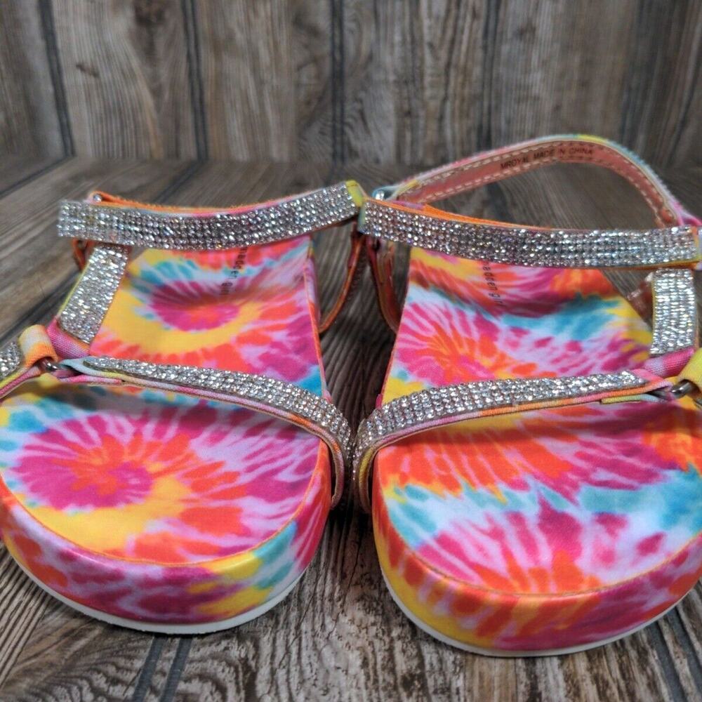 Madden Girl MRoyal Sandals Rainbow Tie Dye Rhinestone‎ Bling Strap Girls Size 1